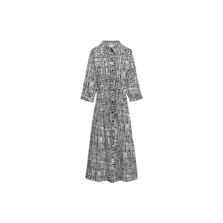 Lace Maxi Shirts Zara Zara Women's Dress Floral Midi White Navy Midi 3/4  Ruffle Sleeves