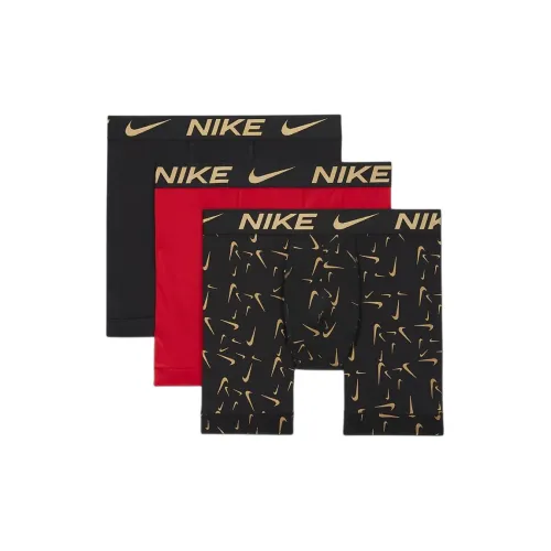 NIKE Dri Fit 3 шт Черный/Университетский красный/Светло-золотой Мужские Трусы