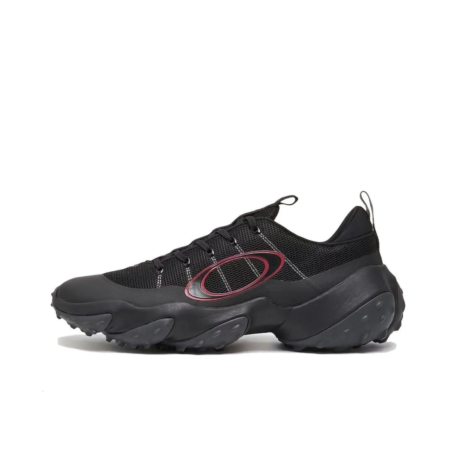 Oakley Edge Fle Cushioned Slip Resistant Abrasion Resistant Low Top Golf Shoes Men's Black Red