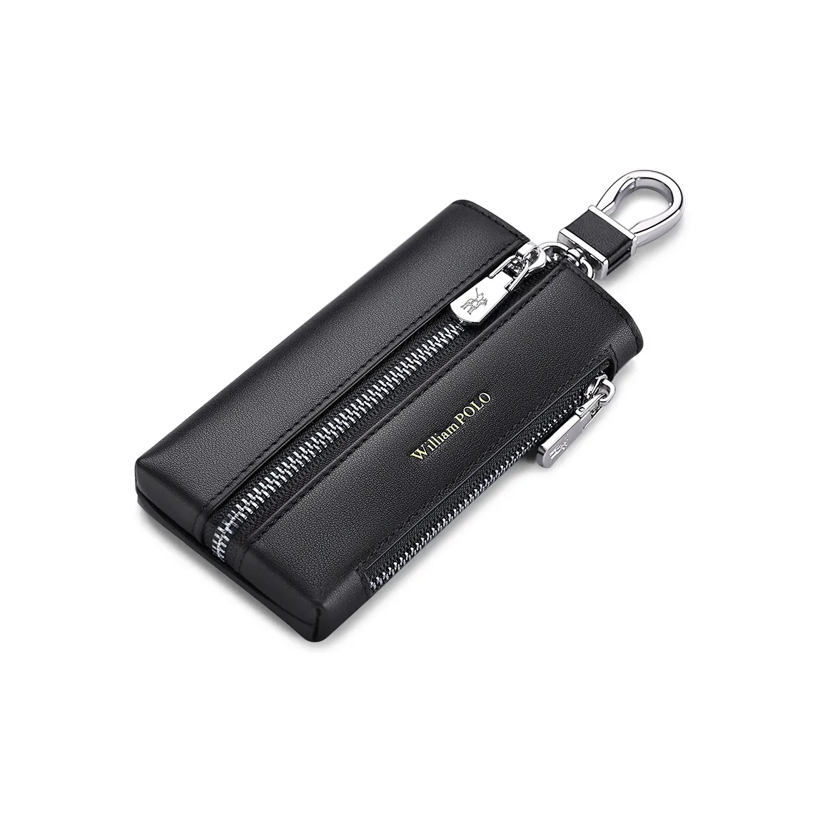WilliamPOLO Top Grain Cow Leather Zipper Key Pouch Minimalist Style Брелок Большой Мужской Многоцветный