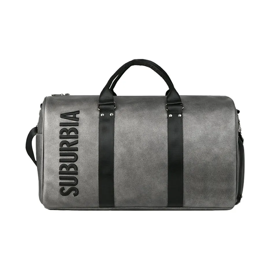 SUBURBIA PU Gym Bag Carry-on Bag Swim Bag Travel Bag Medium Size Men
s Silver