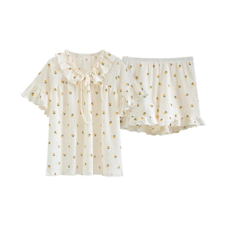 The Story Of The Flower Season Pajama Set Women's Apricot