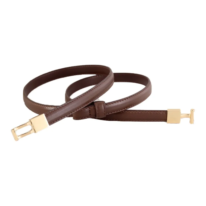 AAJF Genuine Leather Slim Waist Skirt Minimalist Style Versatile Cinched Waist Leather Belts Women's Width  1.5cm