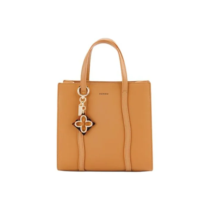 HONGU Сумка из коровьей кожи Сумка для покупок Переносная сумка через плечо Сумка среднего размера Женская Цвет печенья Жемчужно-белый