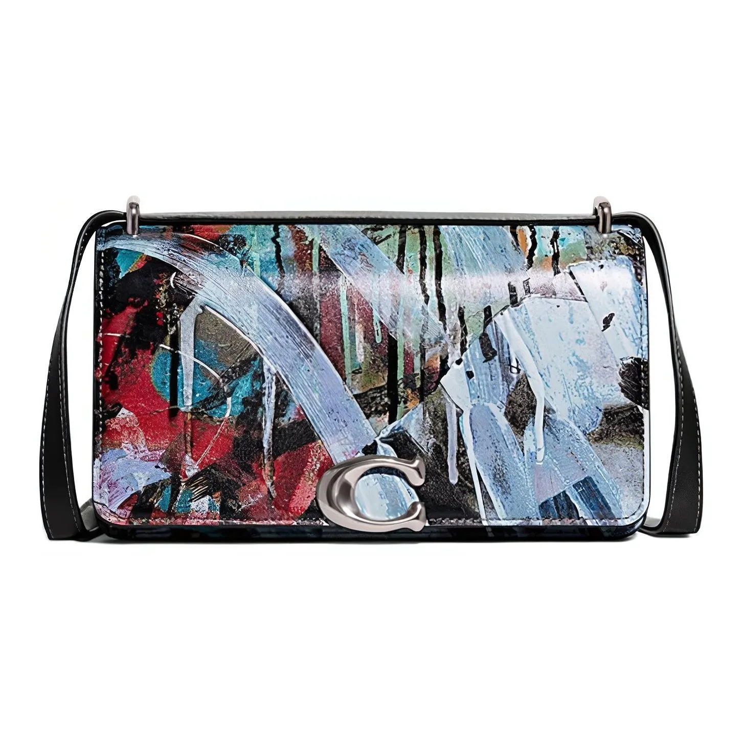 COACH Мята+SERF Коллаборация Bandit Коровья кожа Сумка через плечо Средний Женские Граффити Синий