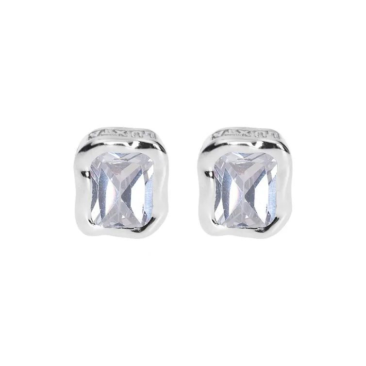 LUXTA Silver Square Gemstone Stud Earrings Unisex LUXTA Серебряный Квадратный Драгоценный камень Серьги-гвоздики Унисекс