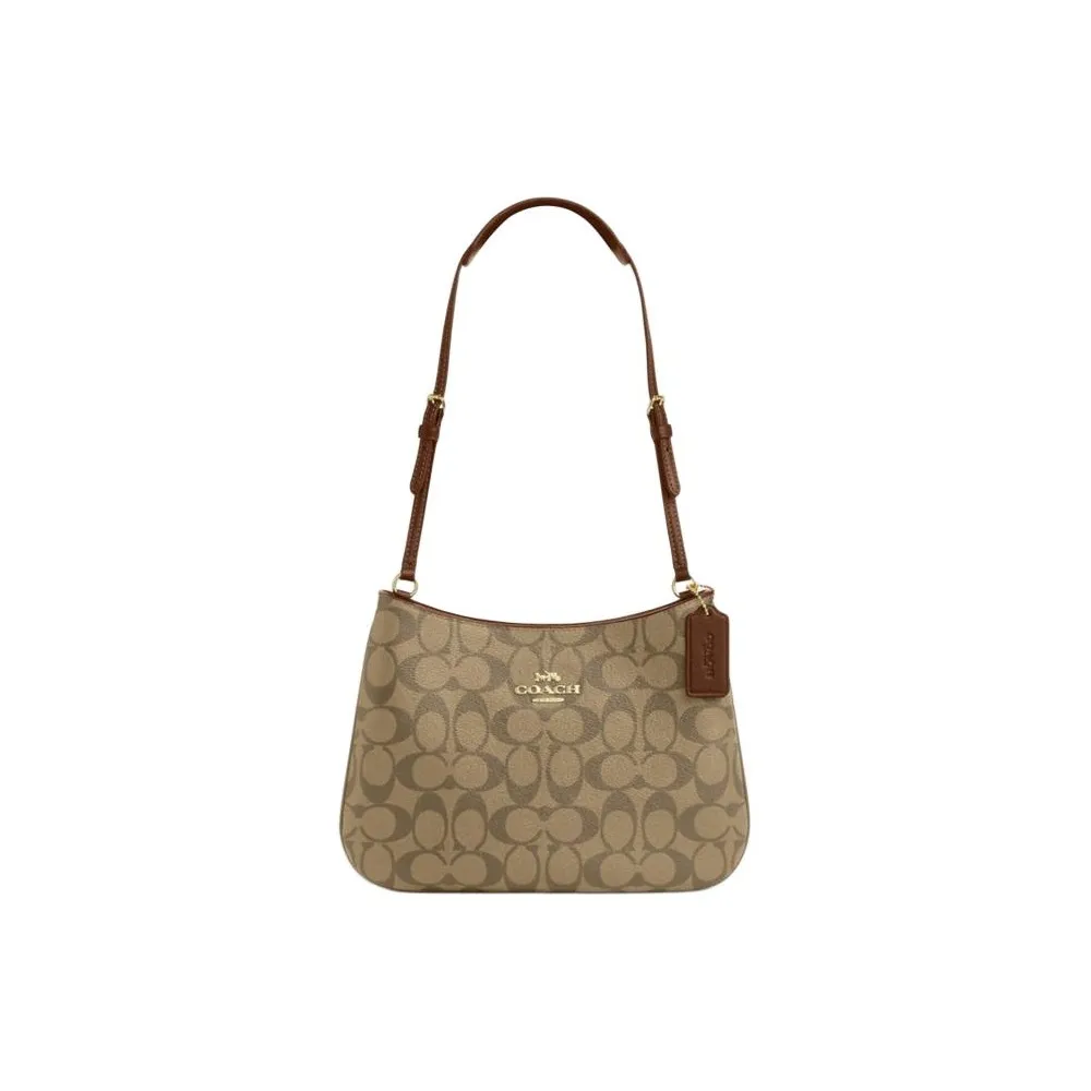 COACH Penelope Leather Handbag Shoulder Bag Women's Khaki & Saddle Brown