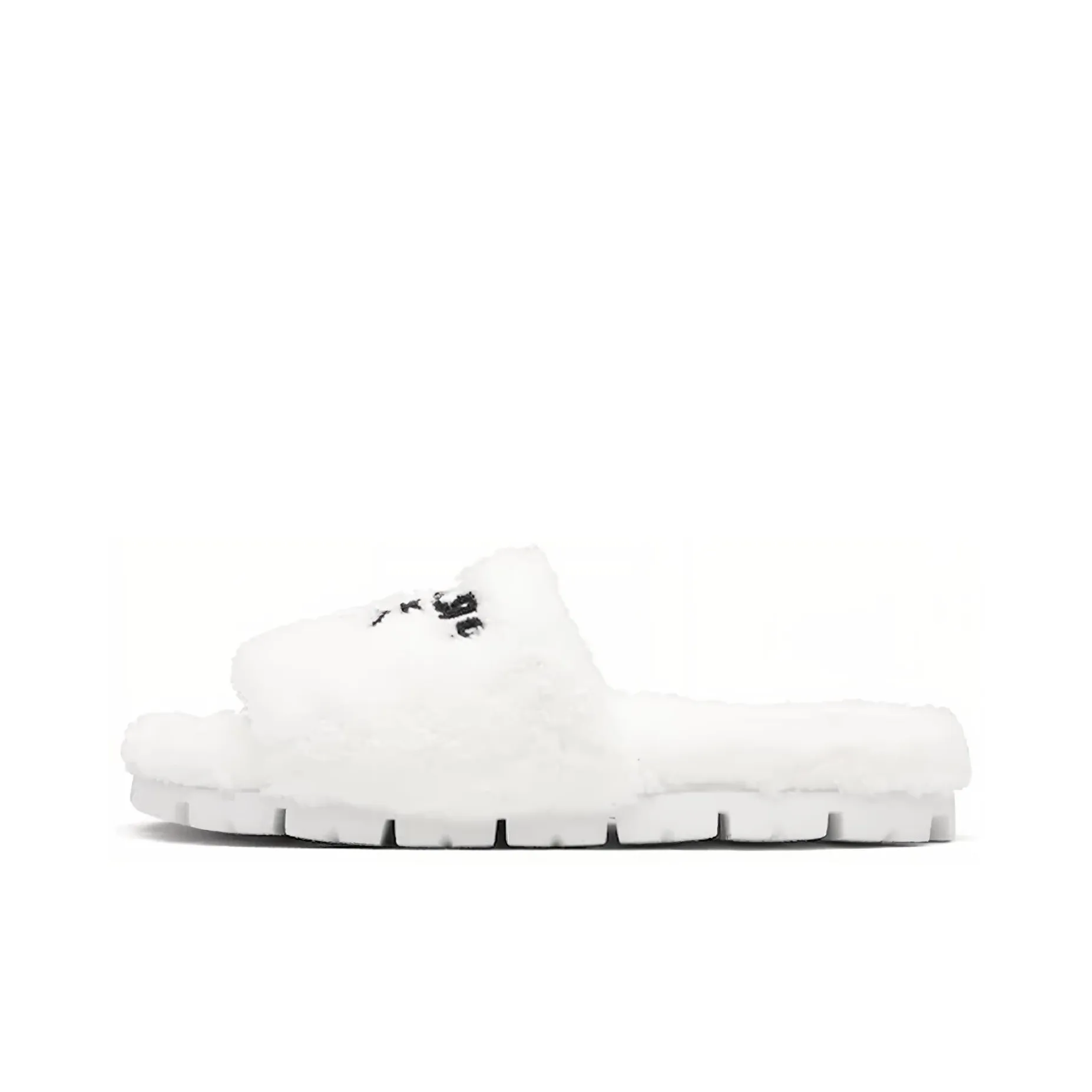 PRADA Terry Cloth Slide White Black Women's
