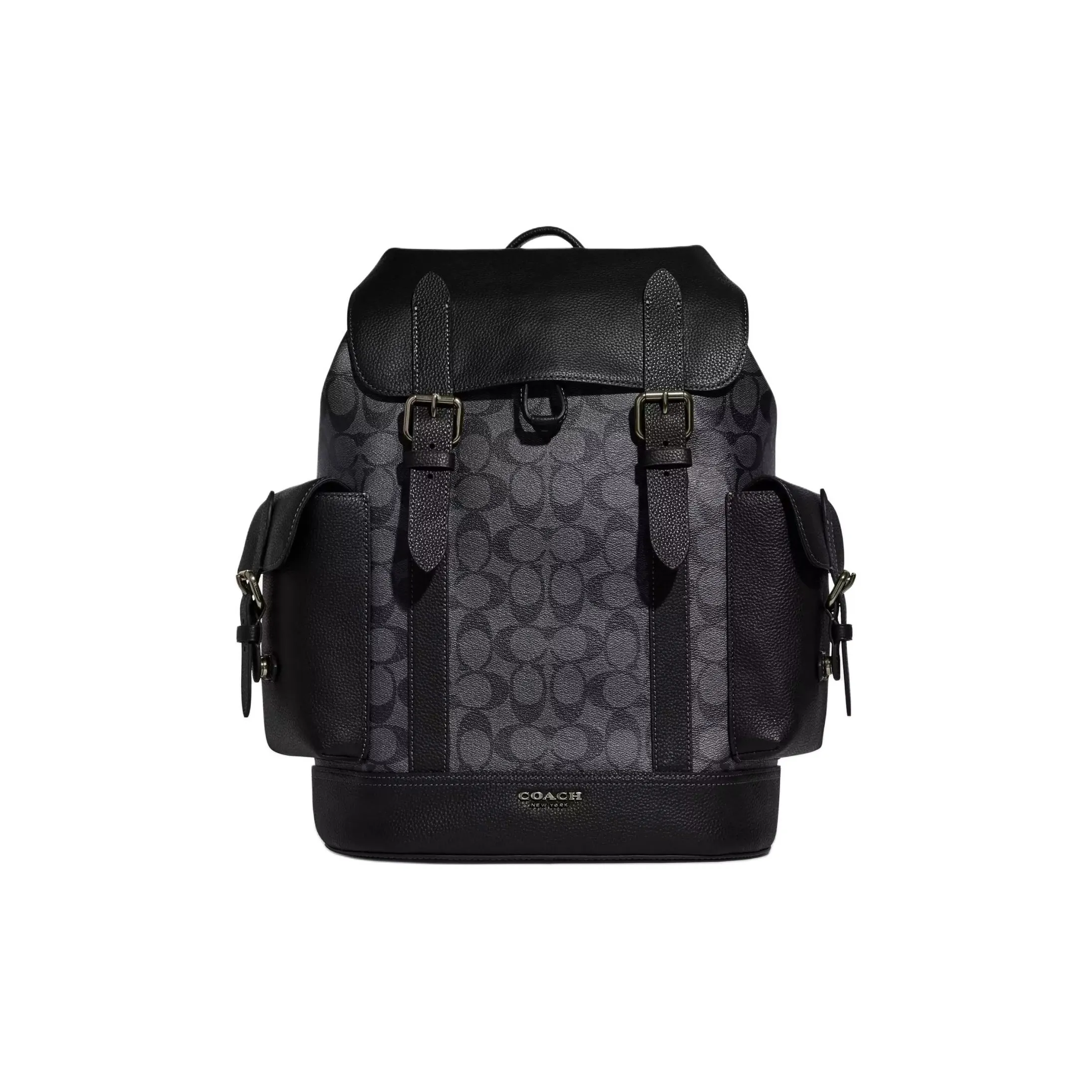 COACH Hudson Canvas With Leather Backpack Tubas Men's Charcoal Black & Black