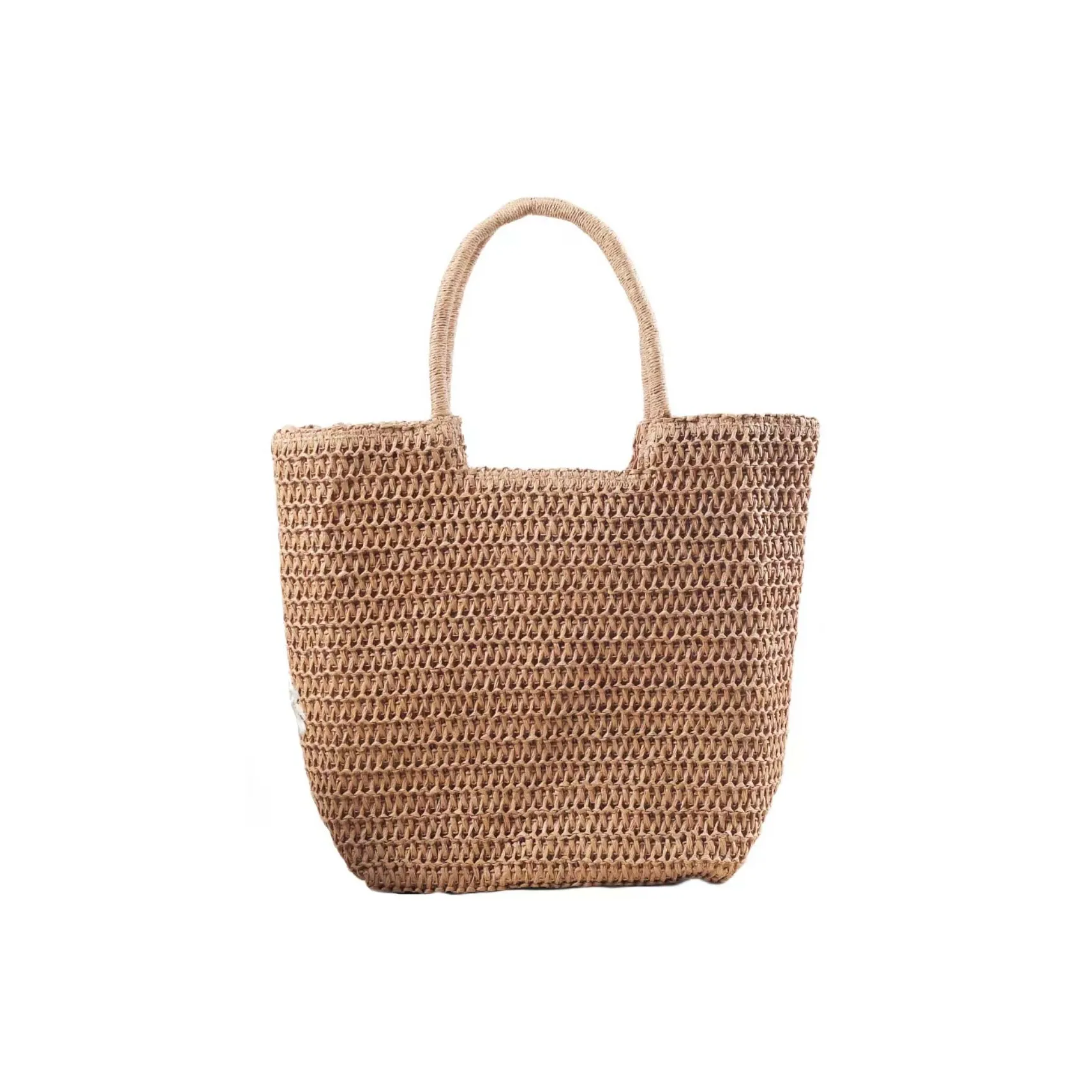 Boniu Straw Tote Bag, Shopping Bag, Beach Bag, Handbag Regular Women's Khaki/Ecru