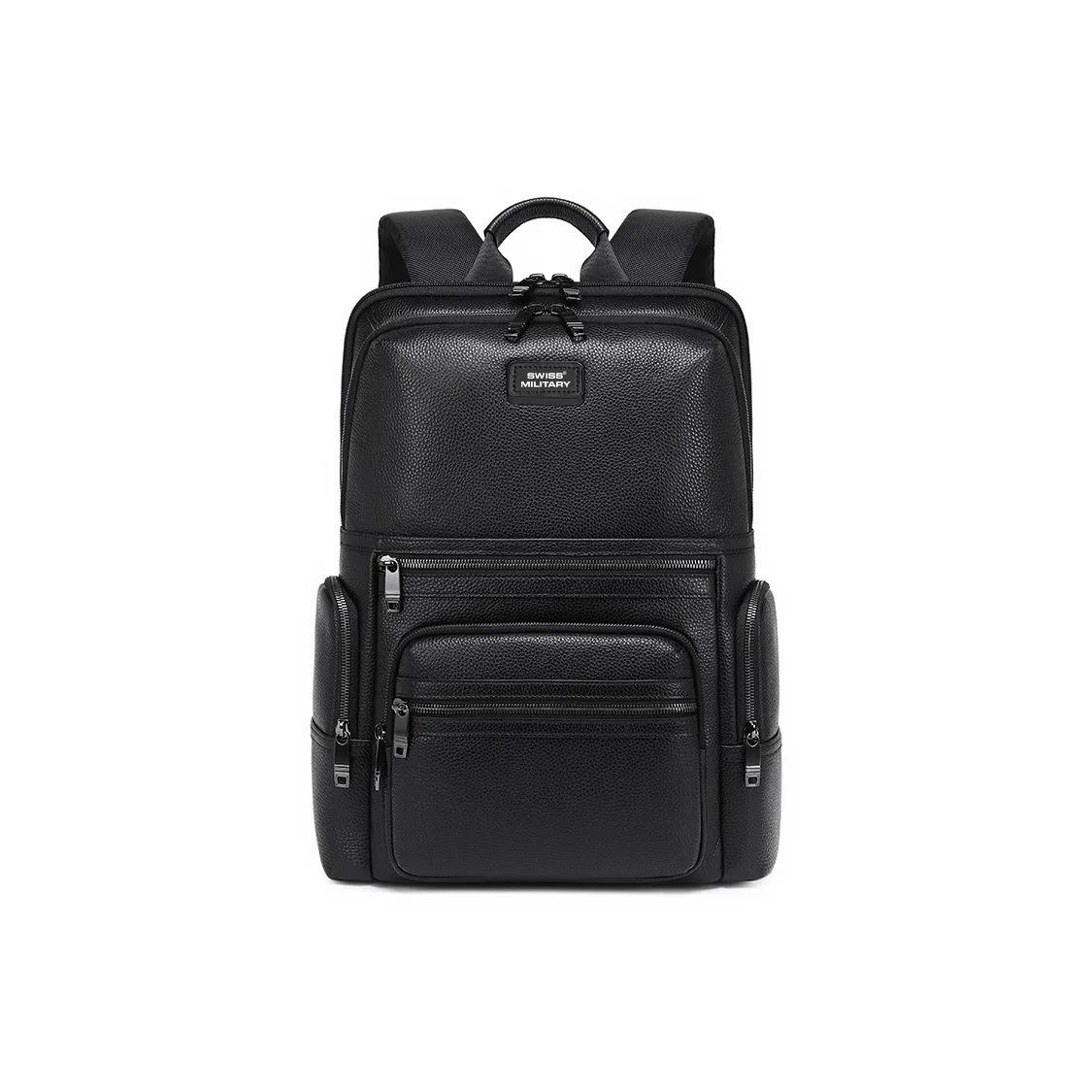 SWISS MILITARY Cow Leather Backpack Unisex Black