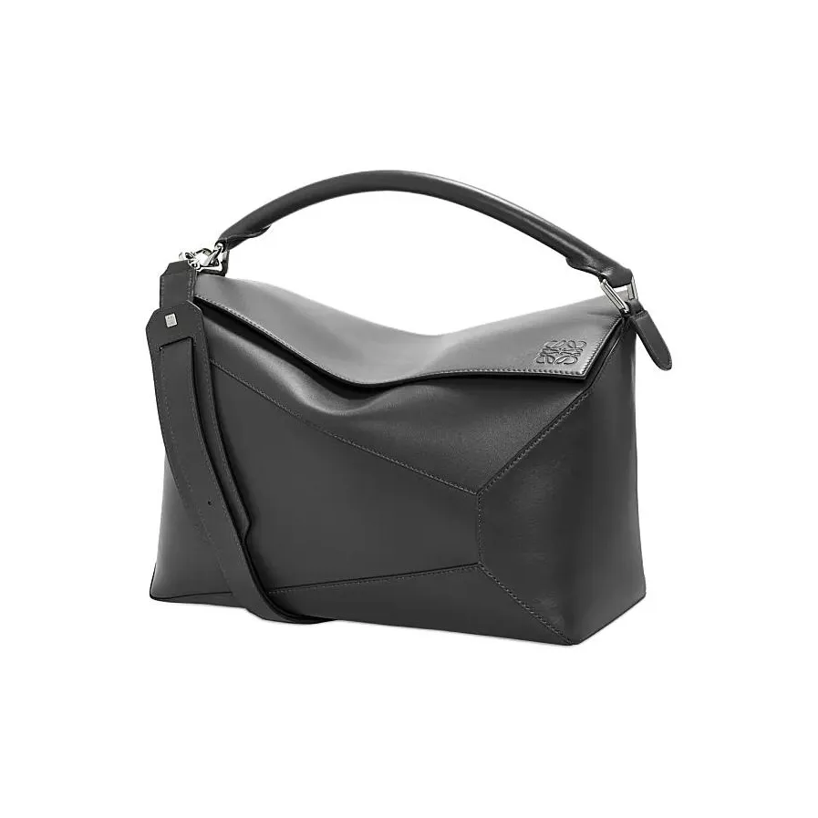LOEWE Puzzle Shiny Cow Leather Shoulder Bag, Crossbody Bag, Handbag Men's Black