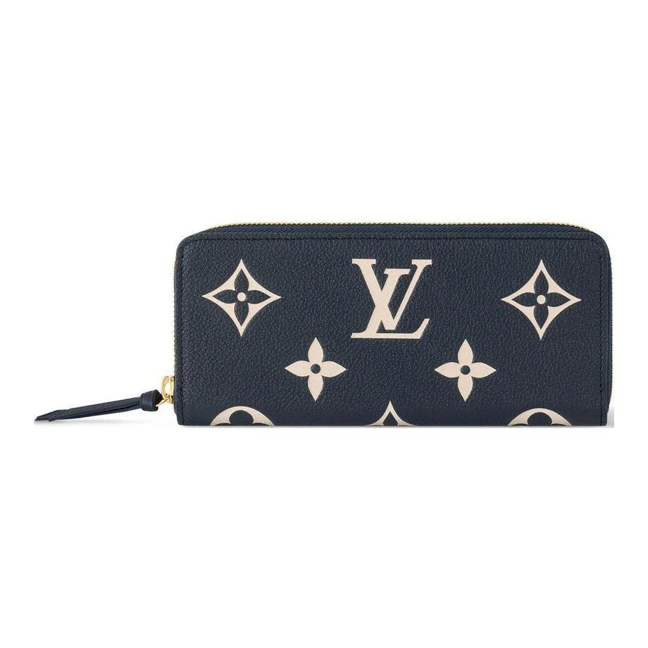 LOUIS VUITTON CLÉMENCE Leather Wallet Women's Dark Blue