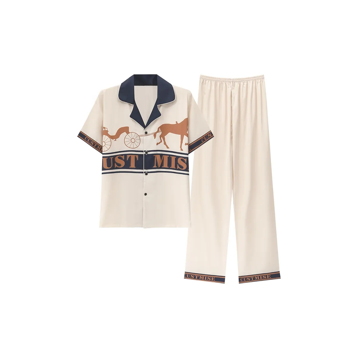 Mulong Family Пижамный комплект Мужской Ледяной Снег Шелк