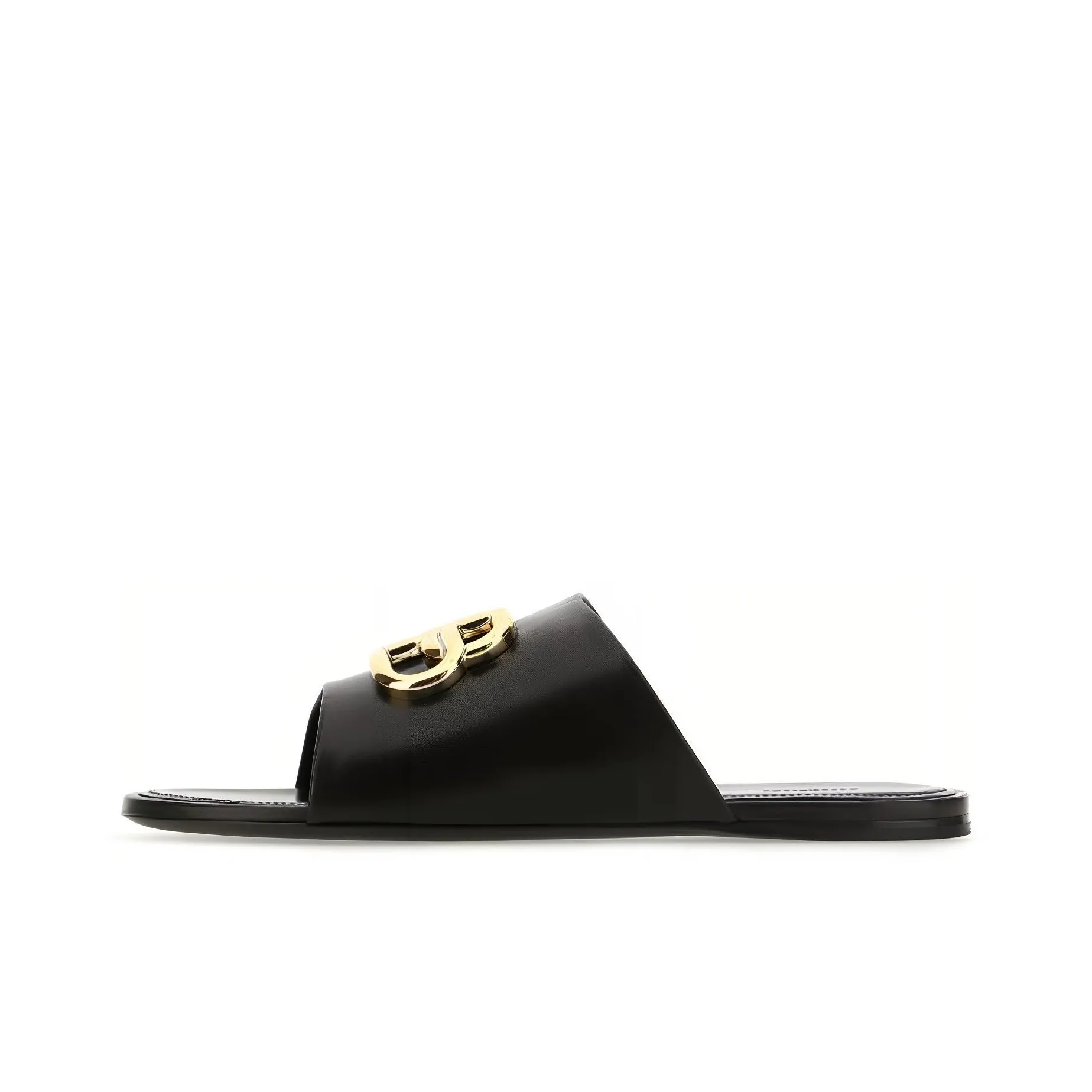 Balenciaga Black Leather Black Slippers Women's