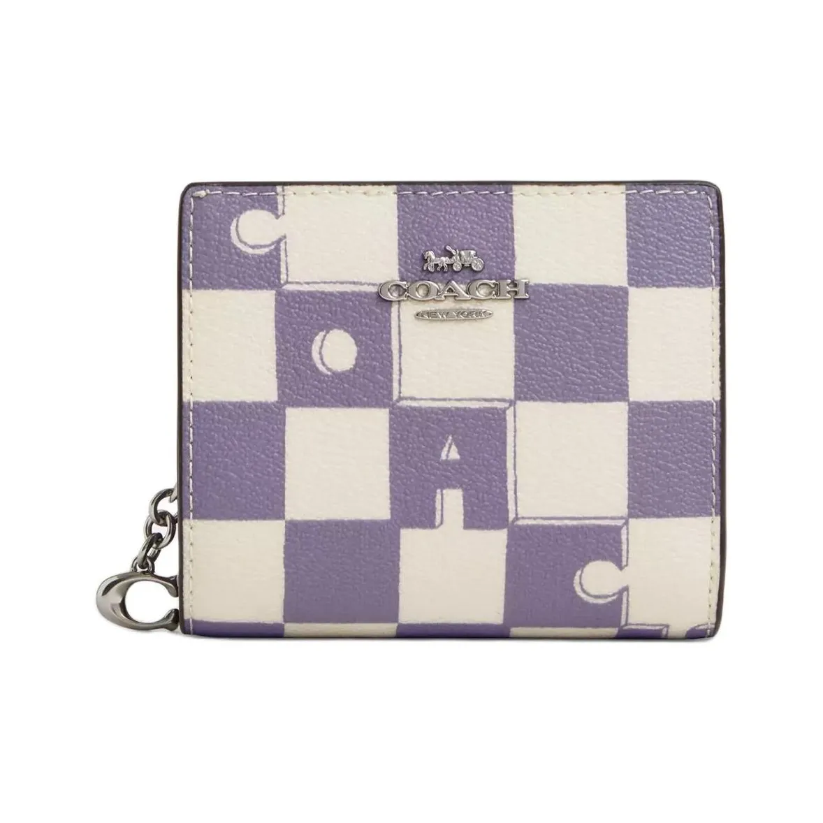 COACH Snap Wallet Coated Canvas With Smooth Leather Wallet Mini Women's Light Purple