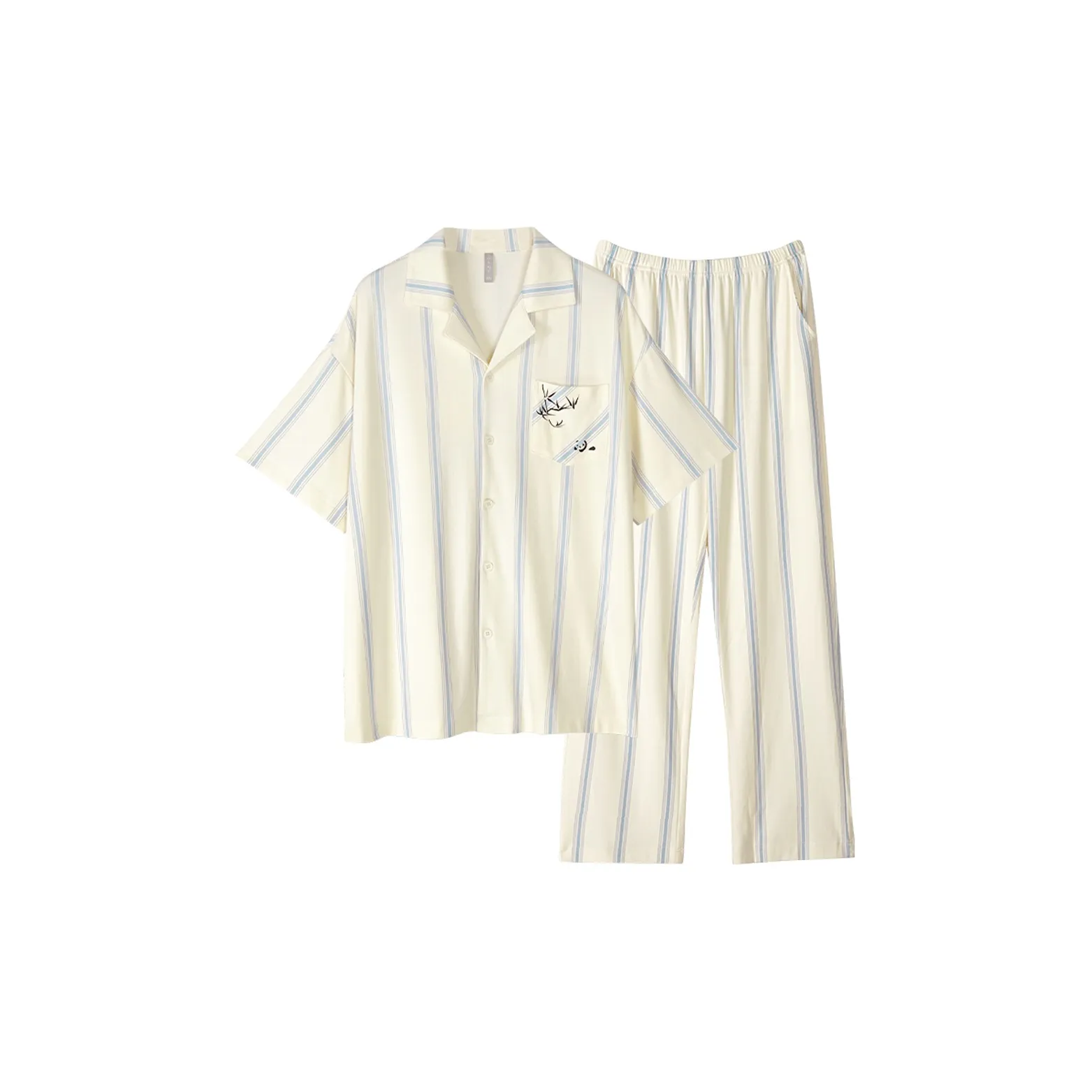 Same Language Пижамный комплект Мужской Оранжевый Белый Синий Вертикальные полосы