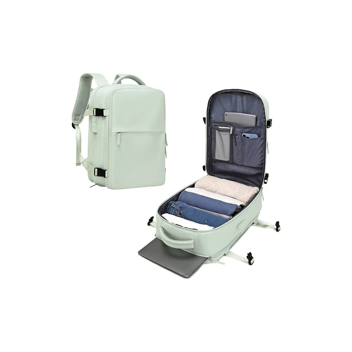 Victorian Traveler Polyester Laptop Backpack Bag Regular Unisex Green/Beige/Black