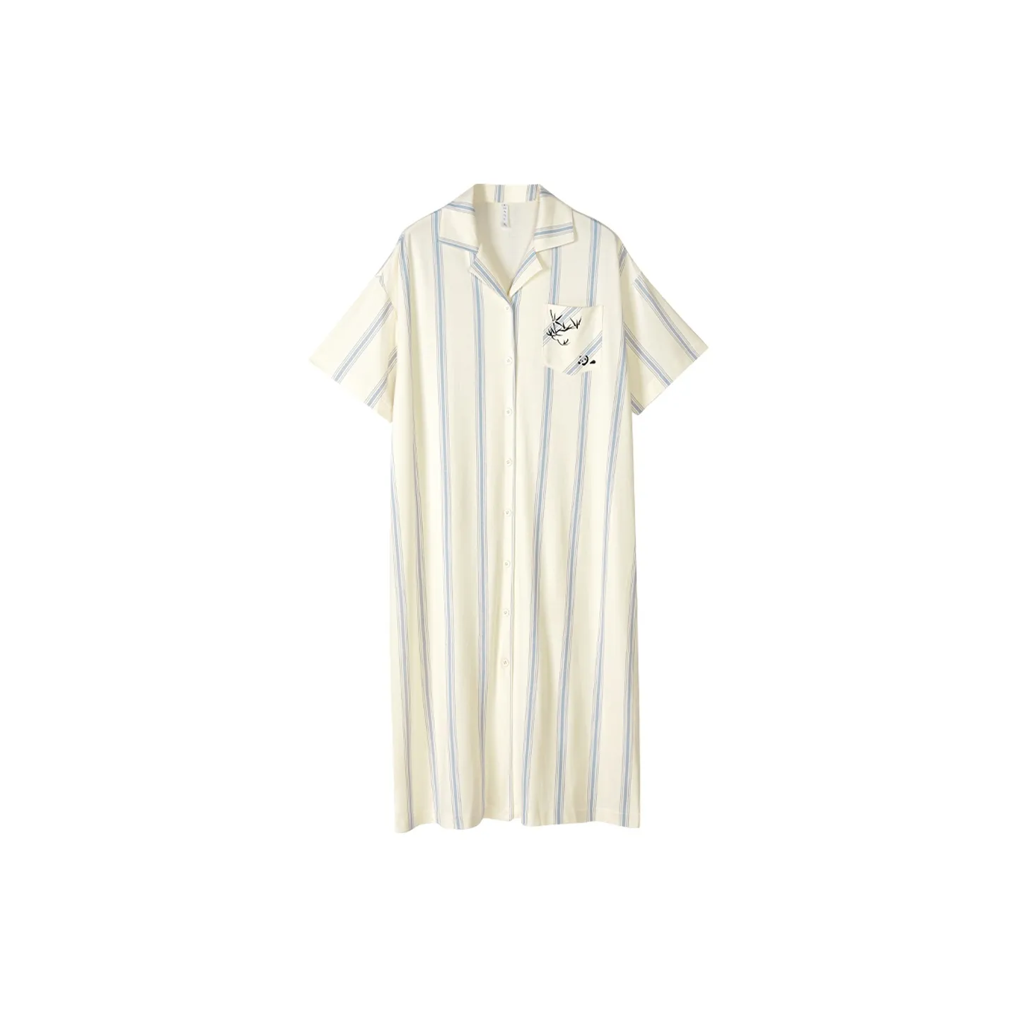 Same Language Ночная сорочка Женские Chrysanthemum White Небесно-голубой Вертикальные полосы