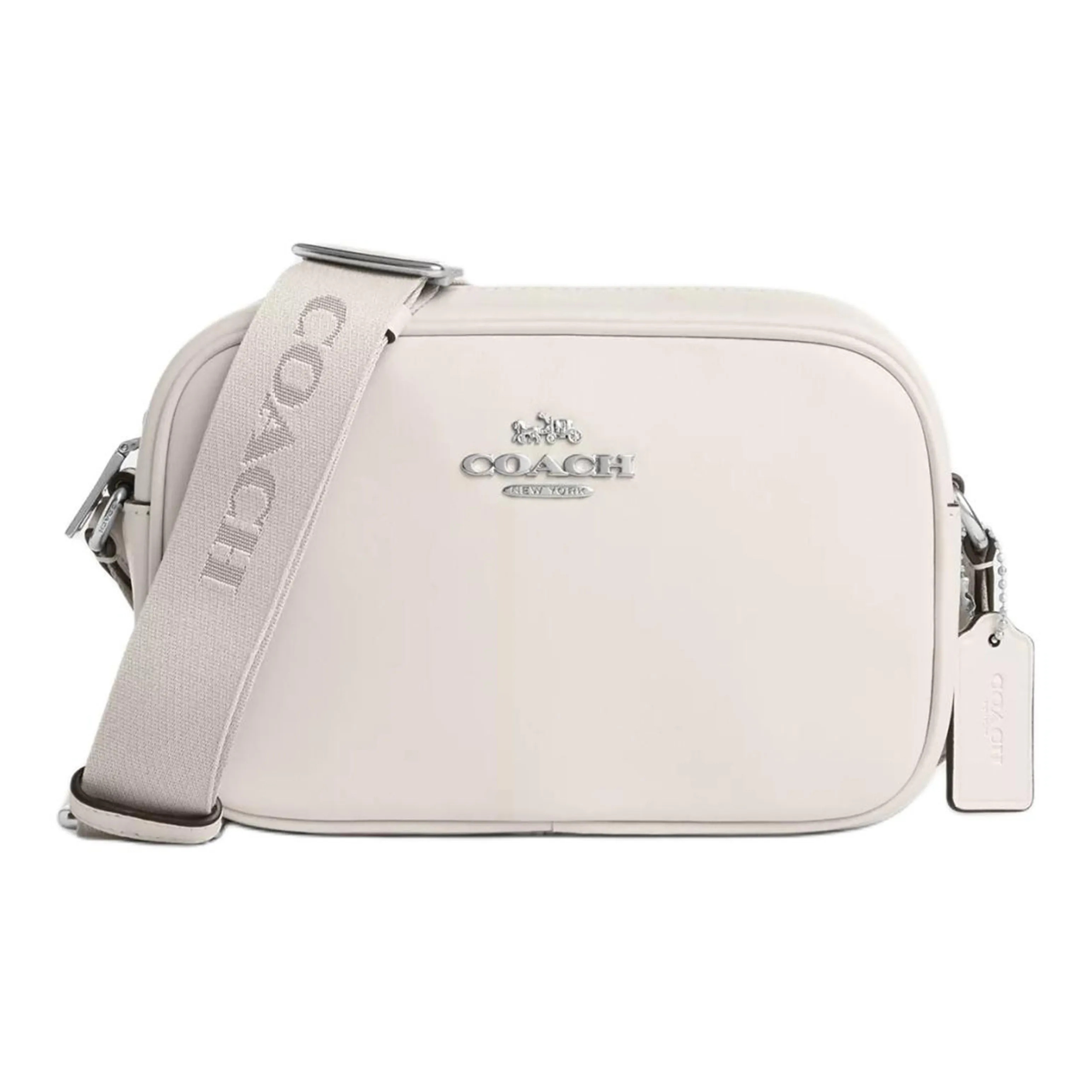 COACH Jamie Утонченный Телячья кожа Camera Сумка Сумка через плечо Маленький Women's Silver Мел белый