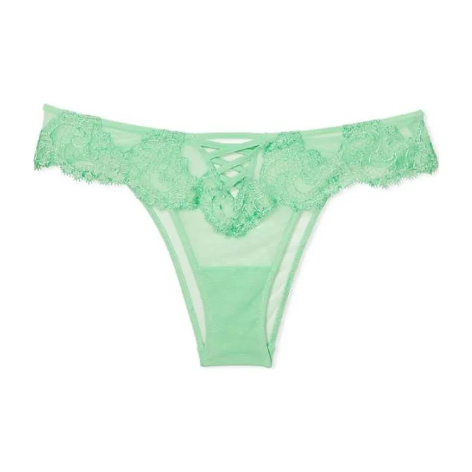 Victoria's Secret DREAM ANGELS Boho Floral Embroidery Underpants Women's 1 Pack Grass Green