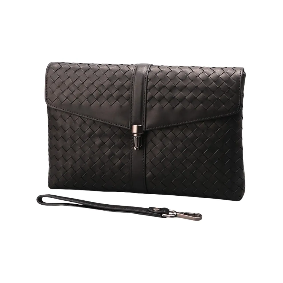 CMLZIUA Клатч из крупнозернистой текстуры коровьей кожи унисекс черный