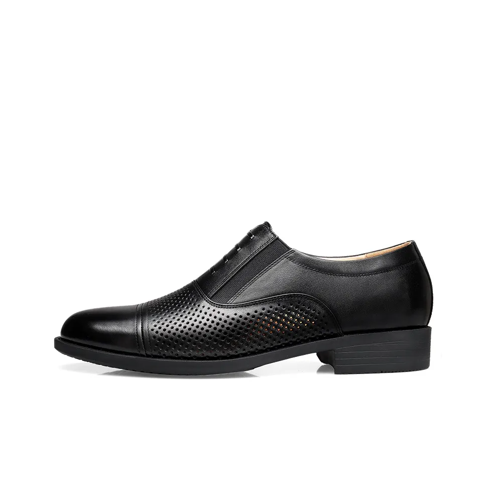 Strongman 3515 Men's Shoes Tri Lace Business Formal Genuine Leather Three Pointed Toe Breathable Leather Shoes