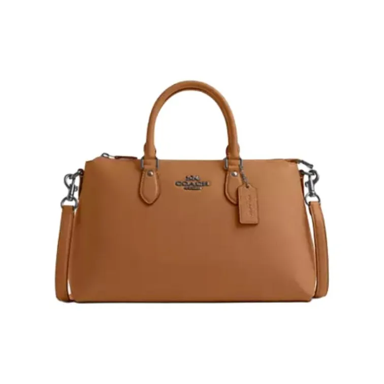 COACH Pebble Leather Shoulder Bag, Crossbody Bag, Handbag Tubas Women's Silver With Light Saddle