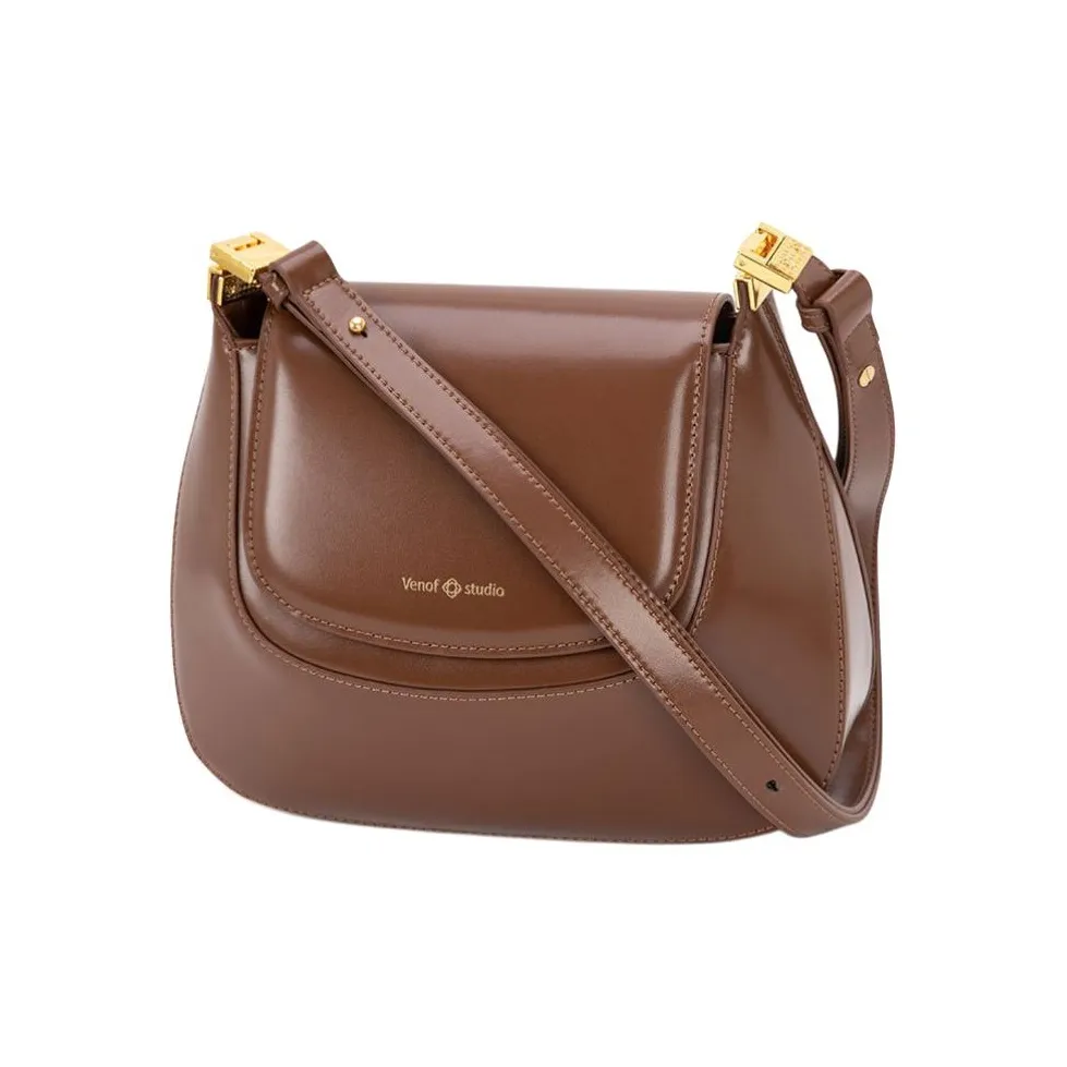 VENOF Cow Leather Shoulder Bag Small Size Women's Ivy Red/Van Dyke Brown/Martini Green