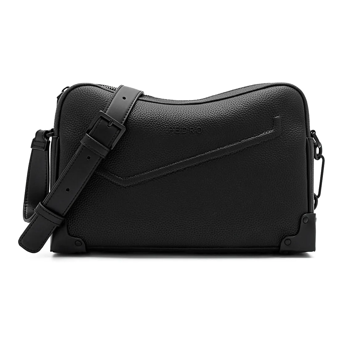 Pedro Коровья кожа Сумка через плечо Стандартная Мужская Черная Серая