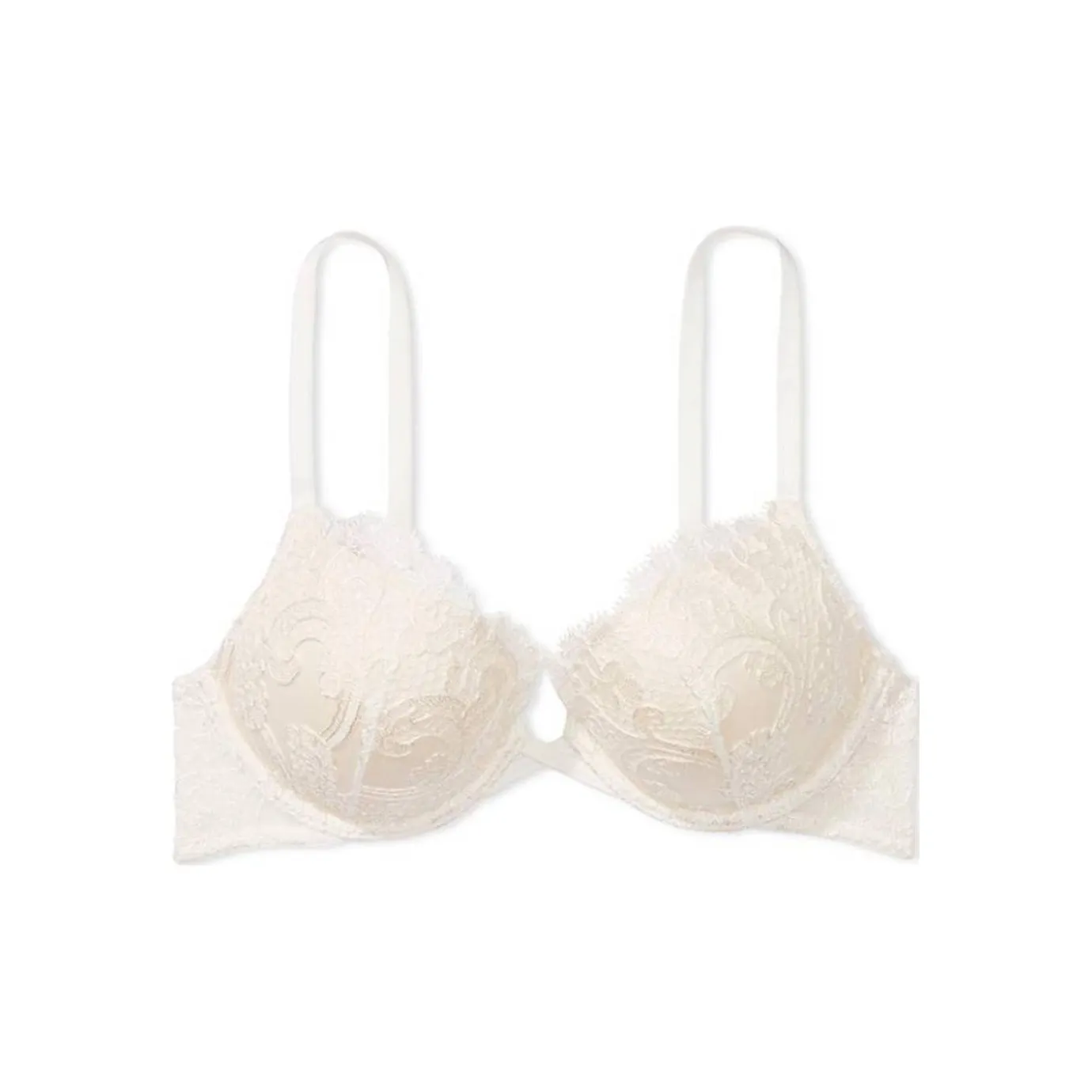 Victoria's Secret DREAM ANGELS Collection 8749 Contouring Boho Floral Embroidery Push Up Bra Women's Coconut White