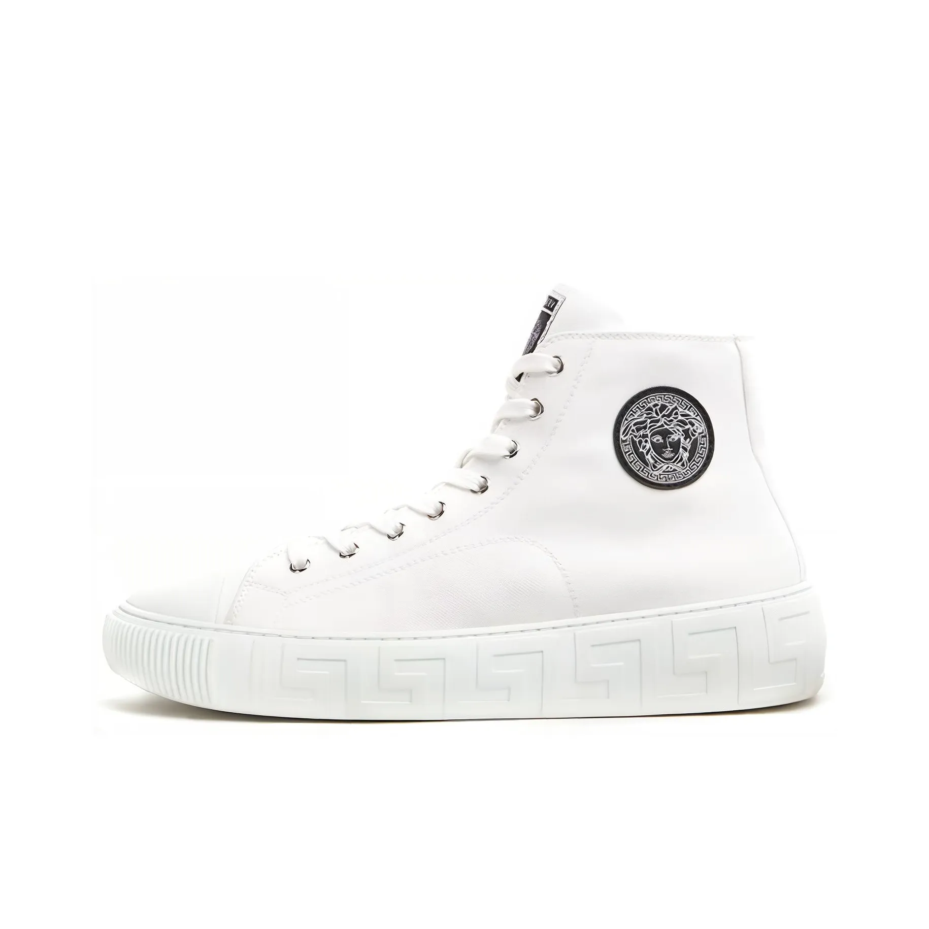 VERSACE Canvas shearling-lined Shoes Women's High Top White