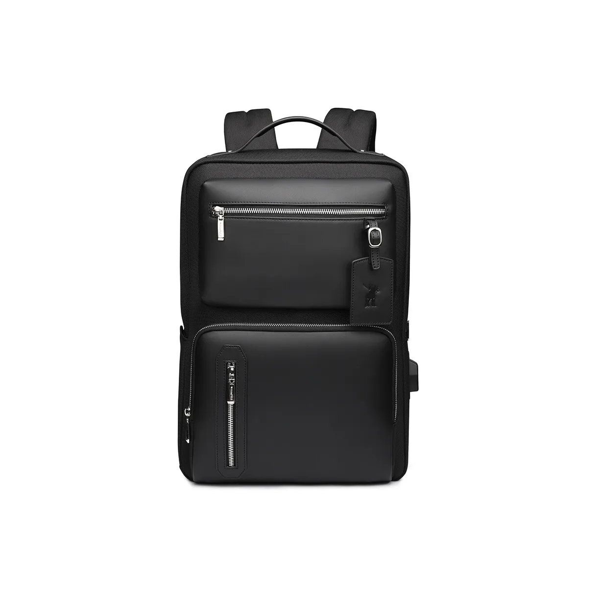 WilliamPOLO Microfiber Synthetic Leather Backpack Standard Men's Black