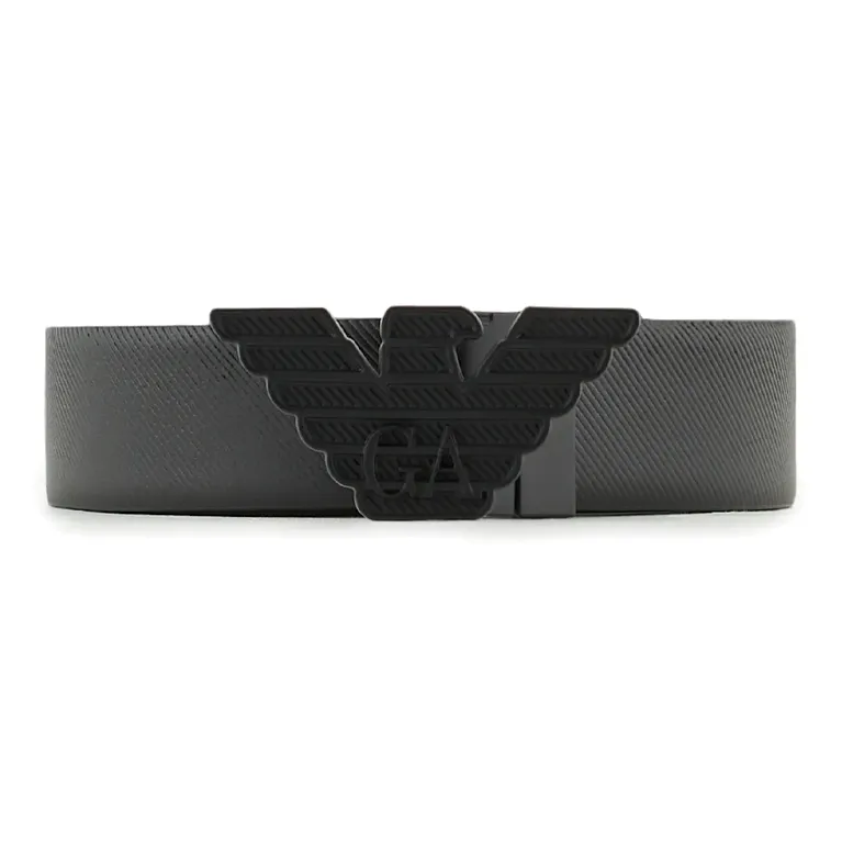 EMPORIO ARMANI Leather Belt With Embossed Print And Eagle Buckle