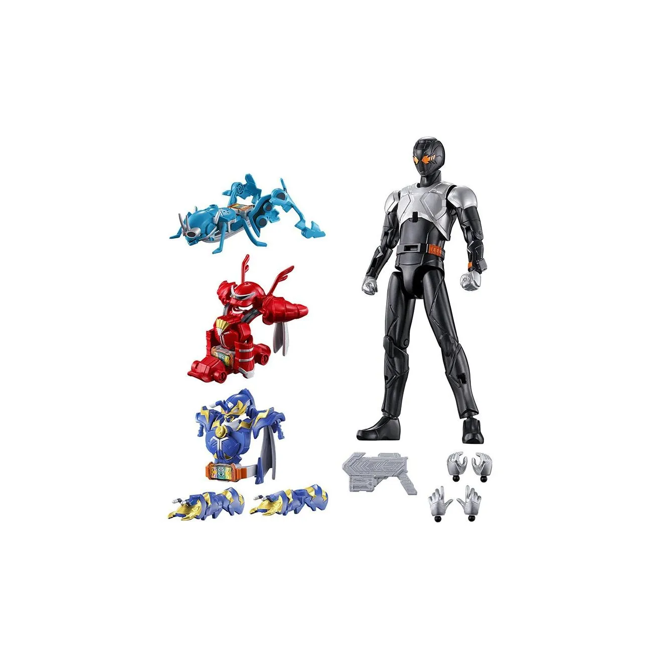 BANDAI Kamen Rider Song Chao 1 Steam Cricket+Colorful Skateboard+Ant Wrestling Hand Action Figures