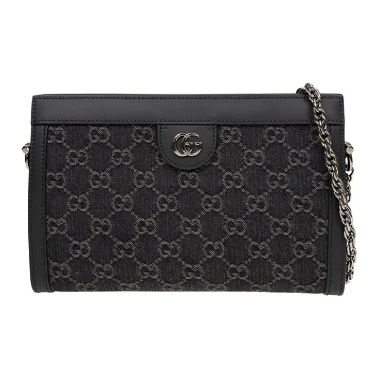 GUCCI Ophidia Denim Crossbody Bag Shoulder Bag Women's Black & Gray