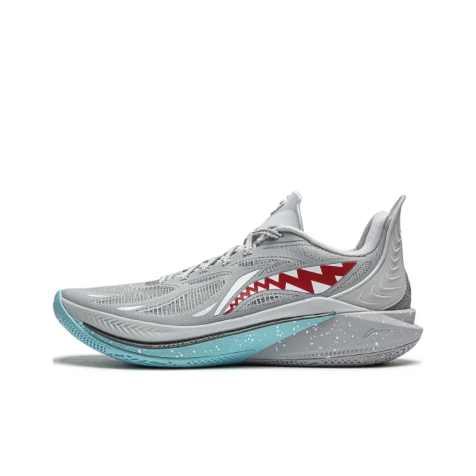 LiNing SONIC 12 Great White Shark Anti Slip And Wear Resistant Support Rebound Low Top Basketball Shoes Men's Gray Red