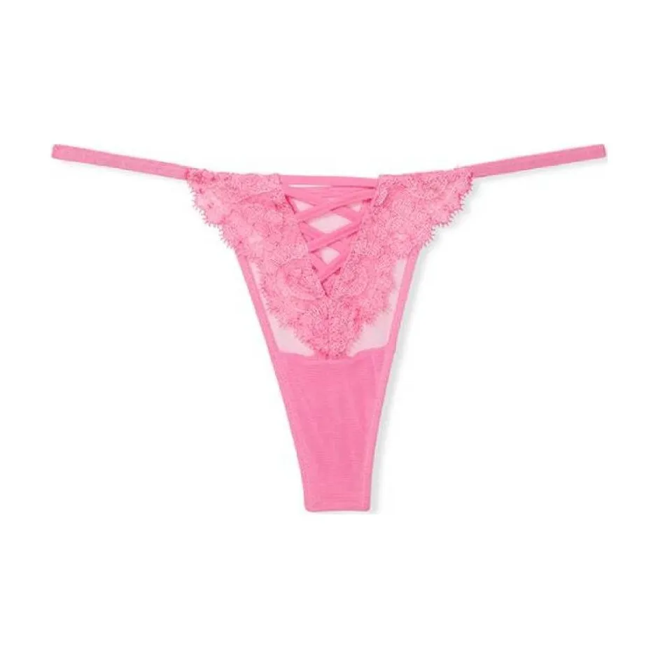 Victoria's Secret DREAM ANGELS Boho Floral Thong Panty/Multicolored Underpants Women's 1 Pack Peach Pink