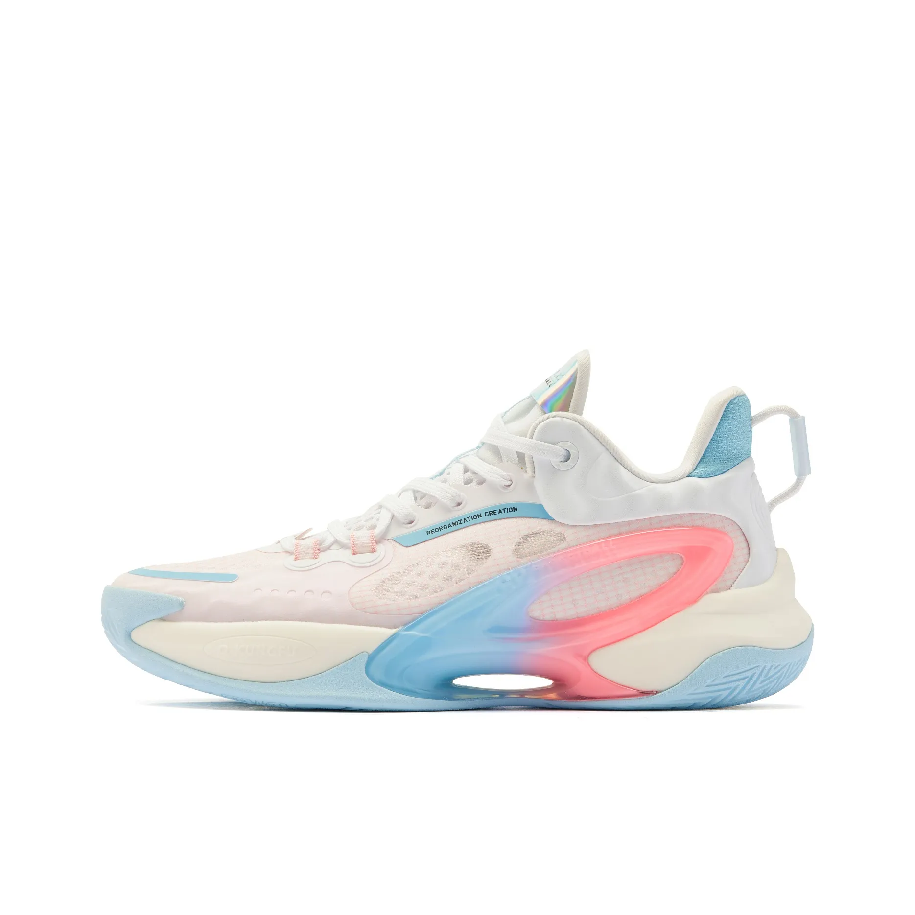 QIAODAN Dawn Basketball Shoes Men's Low Top Jordan White Waterdrop Blue