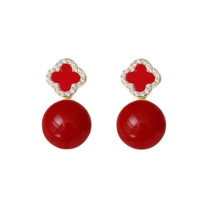 YUOFFICIAL Alloy Pearl Earrings Women's