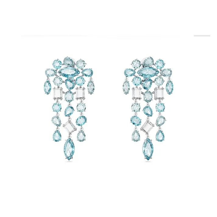 Swarovski Белое золото с покрытием кристалл серьги женские синий