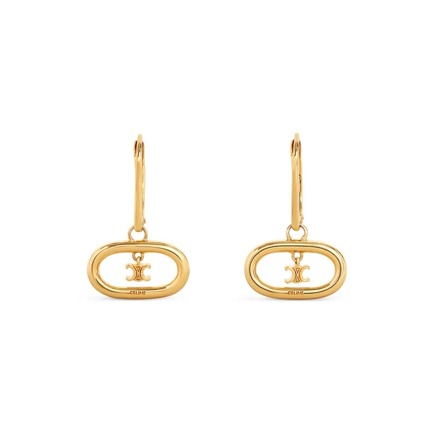 CELINE Triomphe Mobile Earrings In Brass With Gold Finish