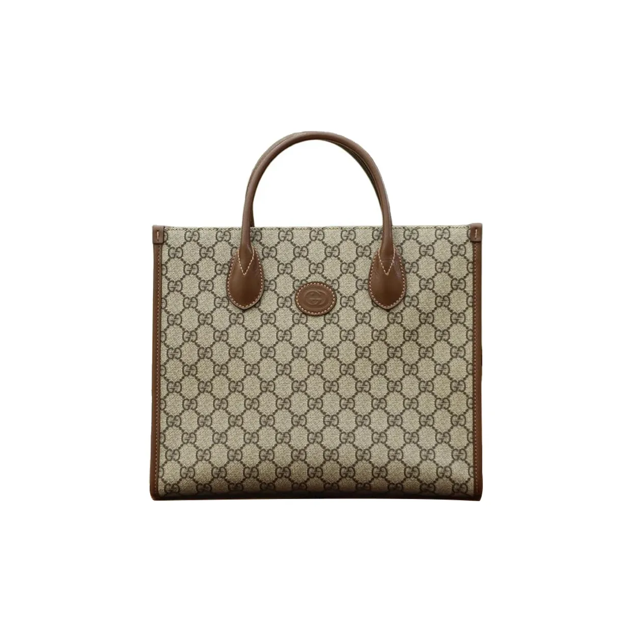GUCCI Canvas With Leather Totes Shopping Bag Shoulder Bag Crossbody Bag Handbag Small Size Unisex Ebony/Brown