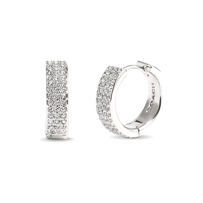 COACH Brass, Glass, Cubic Zirconia Earrings Women's Silver