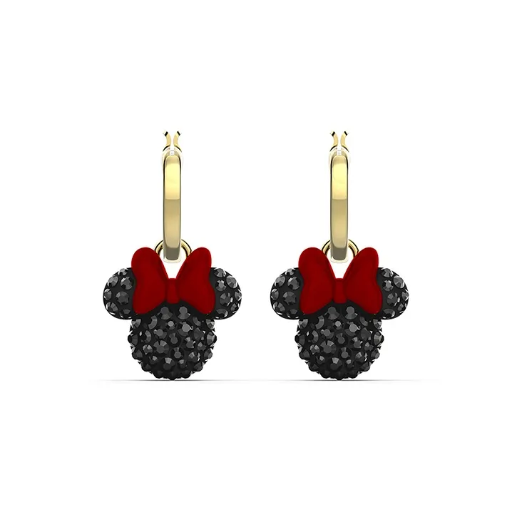 Swarovski Mickey & Minnie Faux Crystal Stone Earrings Women's Black/Gold Color
