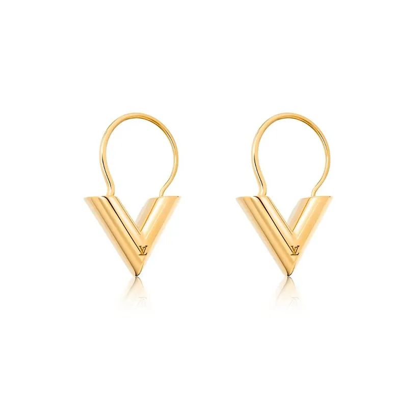 LOUIS VUITTON Pre Owned 2020 Plated Essential V Hoop Earrings Costume Earrings