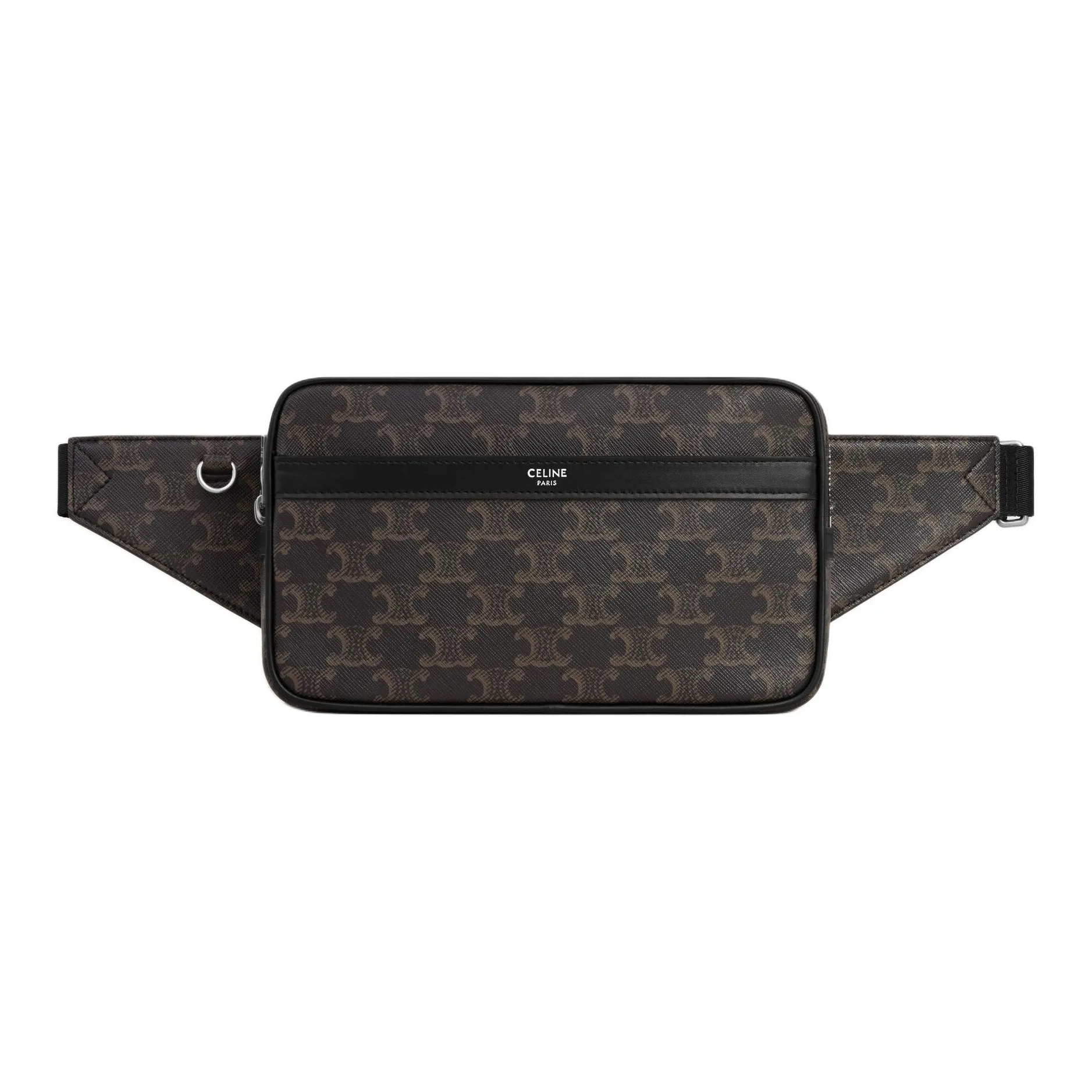 CELINE Triomphe Canvas With Calfskin Fanny Pack Men's Black