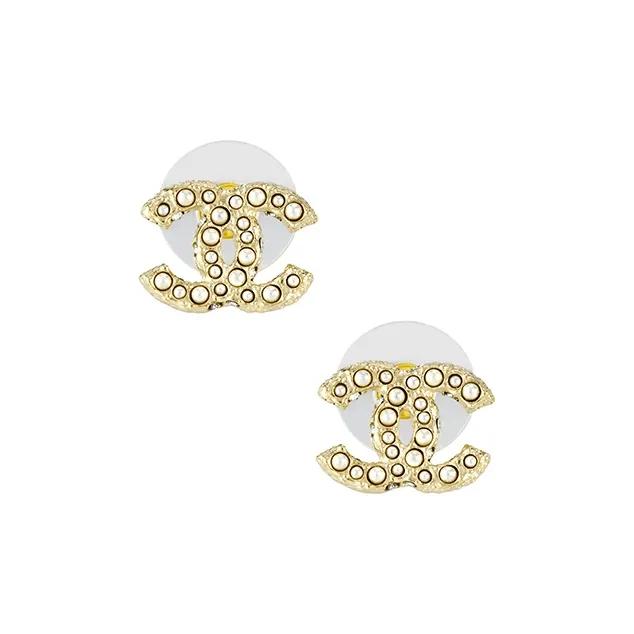 CHANEL 2010 Plated Cc Crystal Drop Costume Earrings