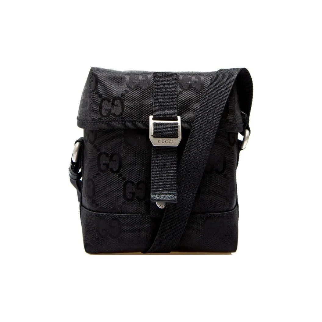GUCCI Off The Grid Leather Recycled Nylon Messenger Bag, Shoulder Bag, Crossbody Bag Men's Black