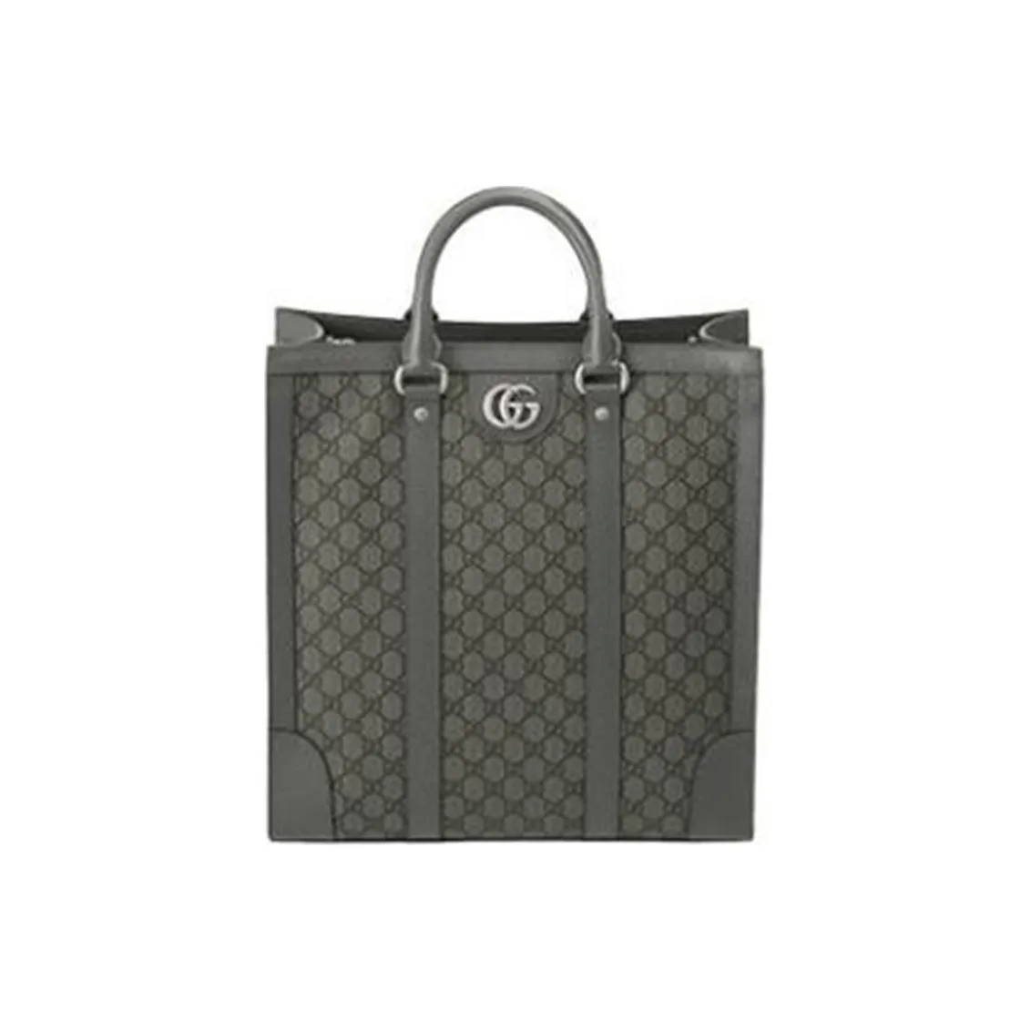GUCCI Ophidia Canvas With Leather Tote Bag Shopping Bag Handbag Medium Size Men's Gray